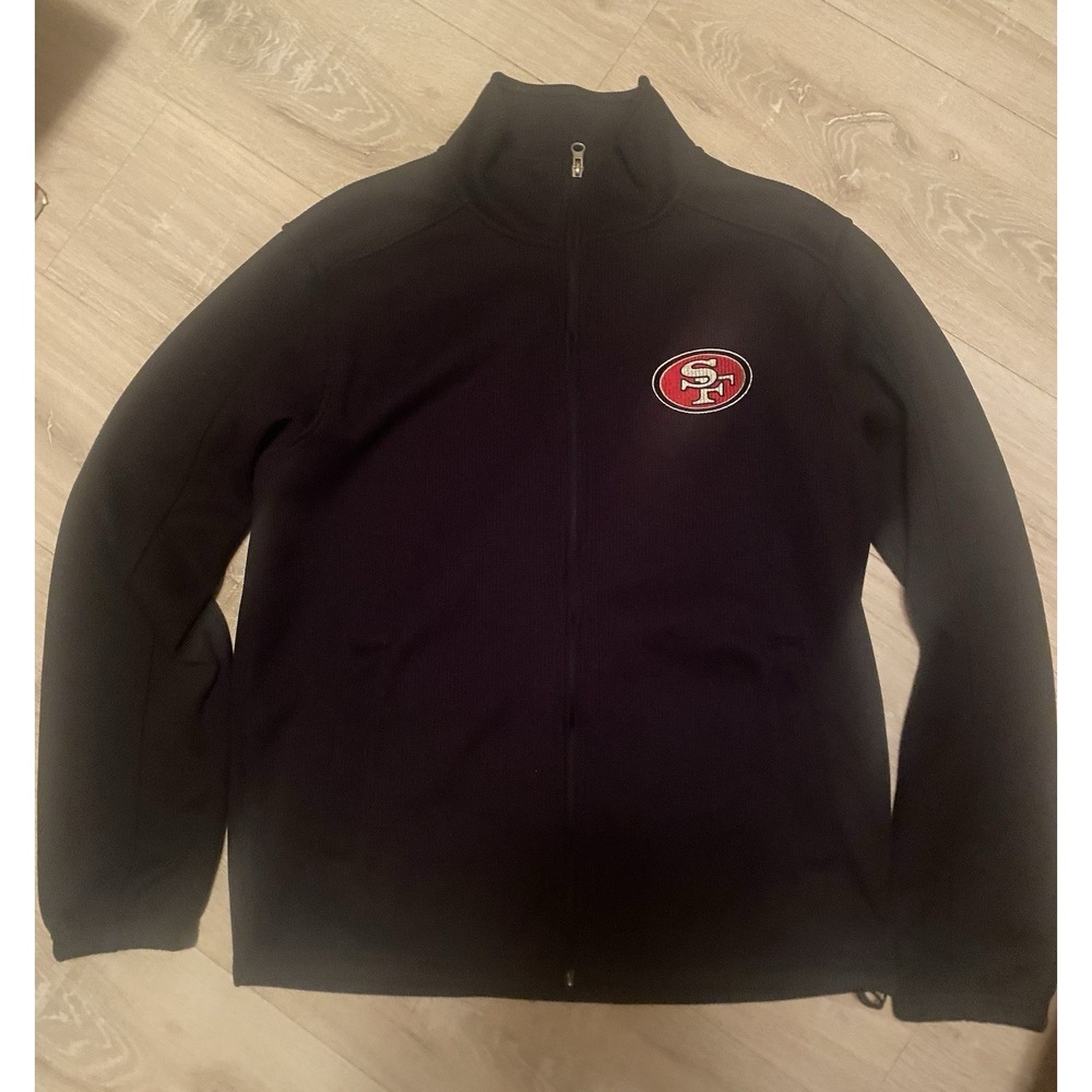 San Francisco 49ers Full Zip Jacket Mens Medium Black NFL Football Team Logo